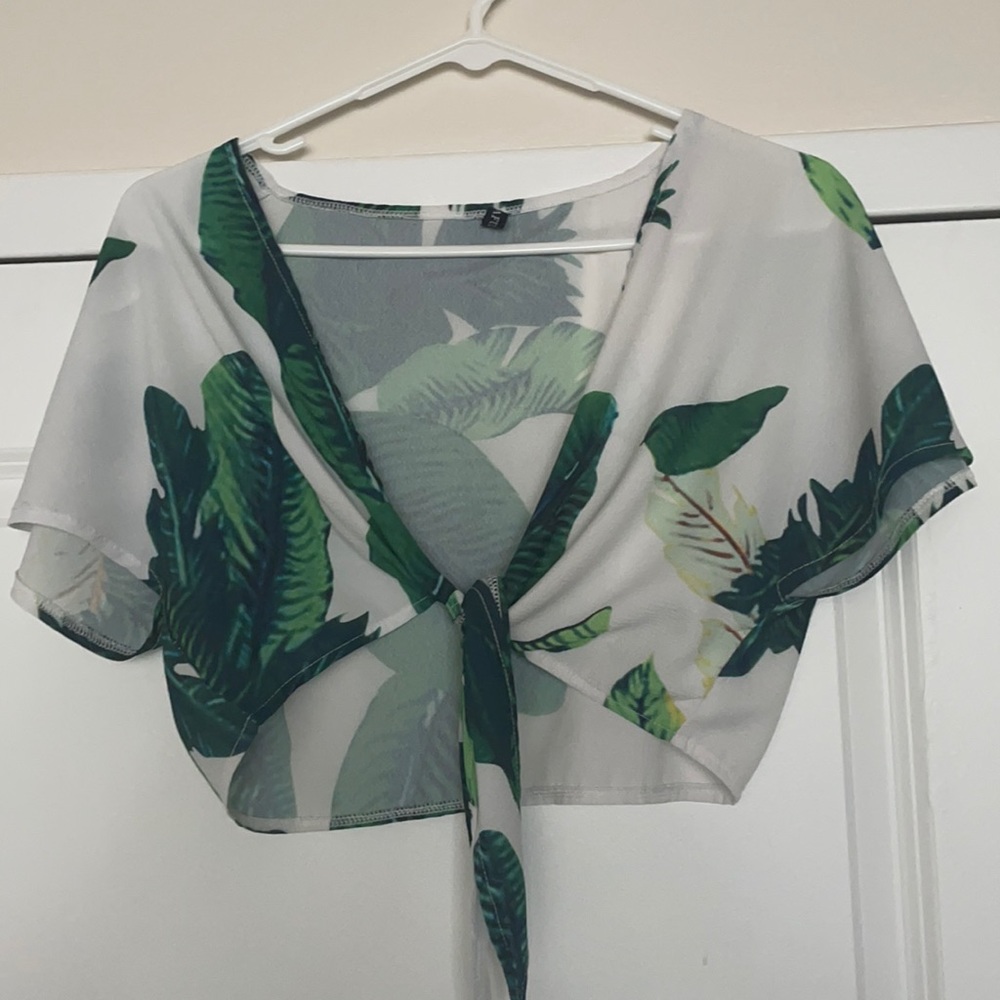 Tie front tropical crop top